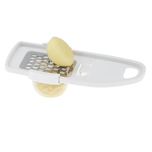 Garlic Grater with Container Ð Handheld Kitchen Tool (White)