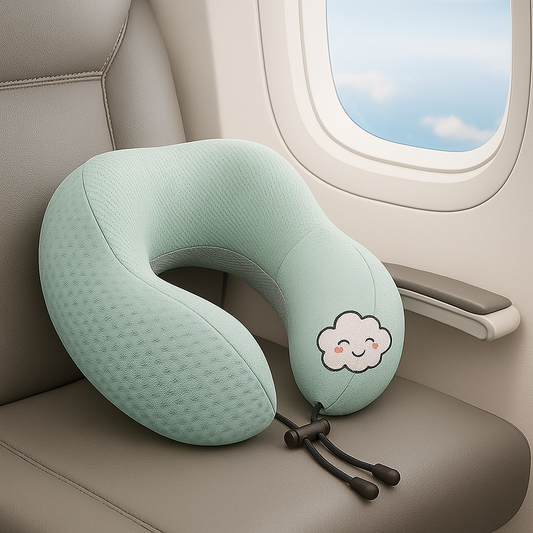 Travel Neck Pillow with Cute Design Ð Variant: Blue, Grey, Green, Purple, Pink