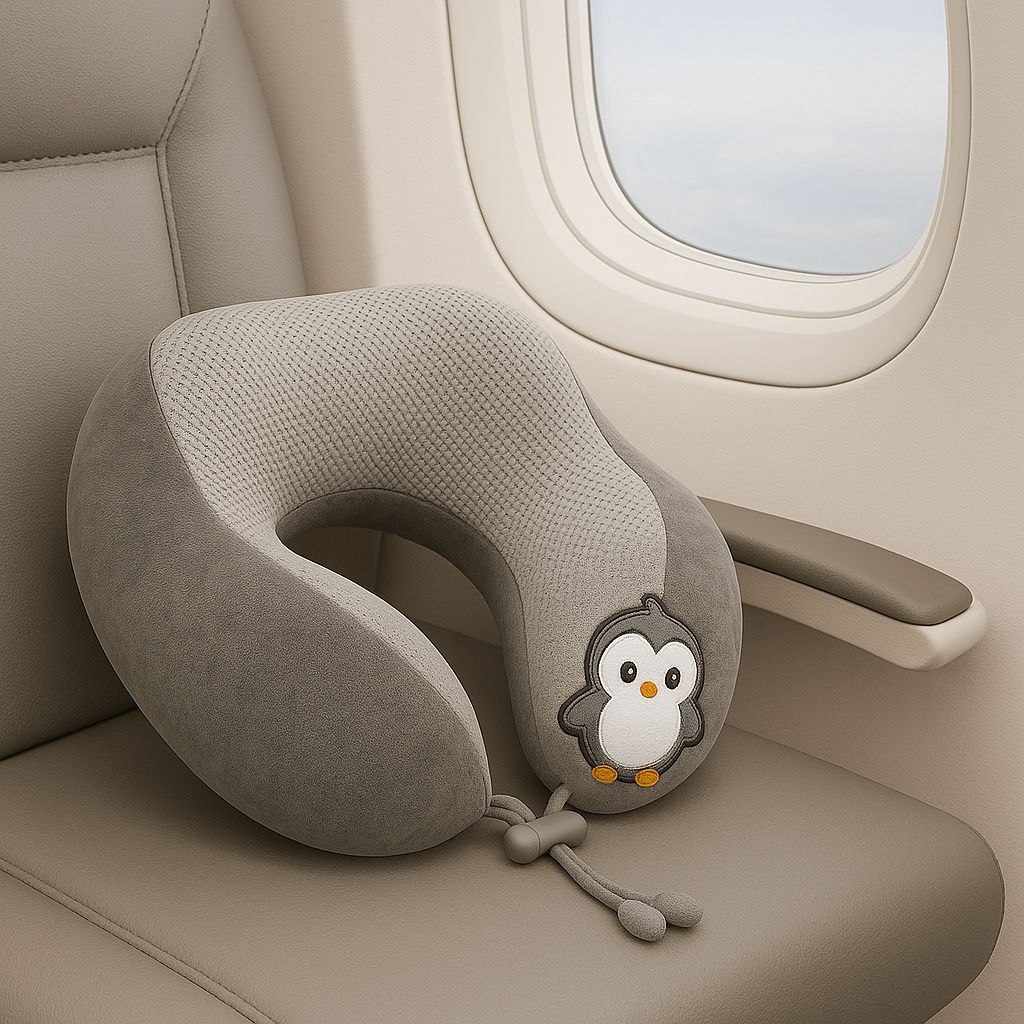 Travel Neck Pillow with Cute Design Ð Variant: Blue, Grey, Green, Purple, Pink