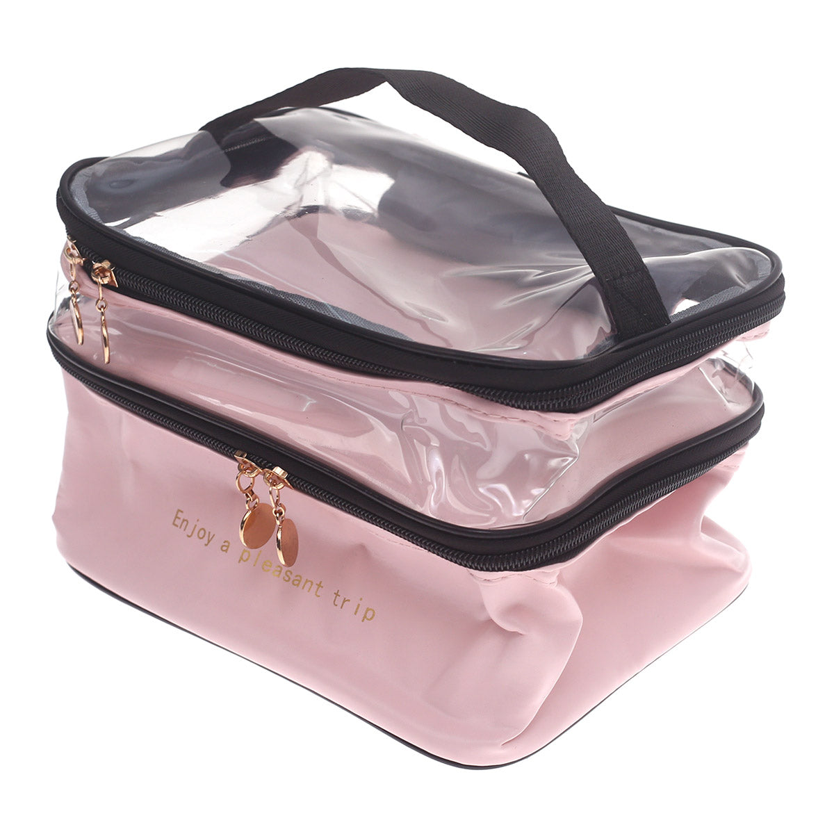 Transparent & PU Travel Cosmetic Pouch Ð Dual-Layer Makeup Organizer Bag