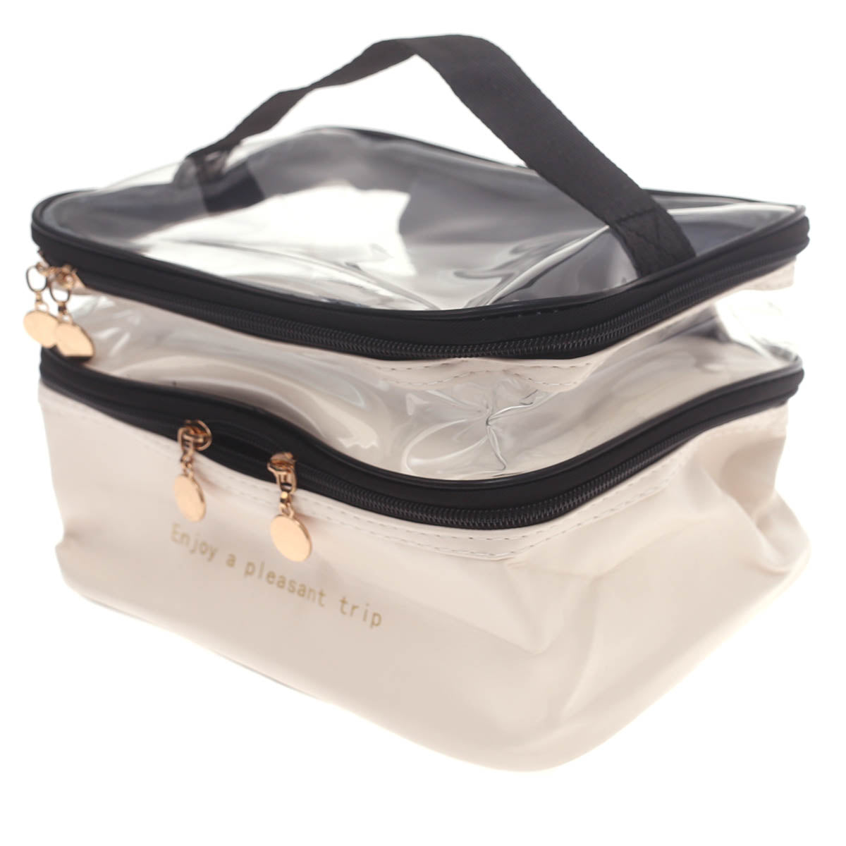 Transparent & PU Travel Cosmetic Pouch Ð Dual-Layer Makeup Organizer Bag