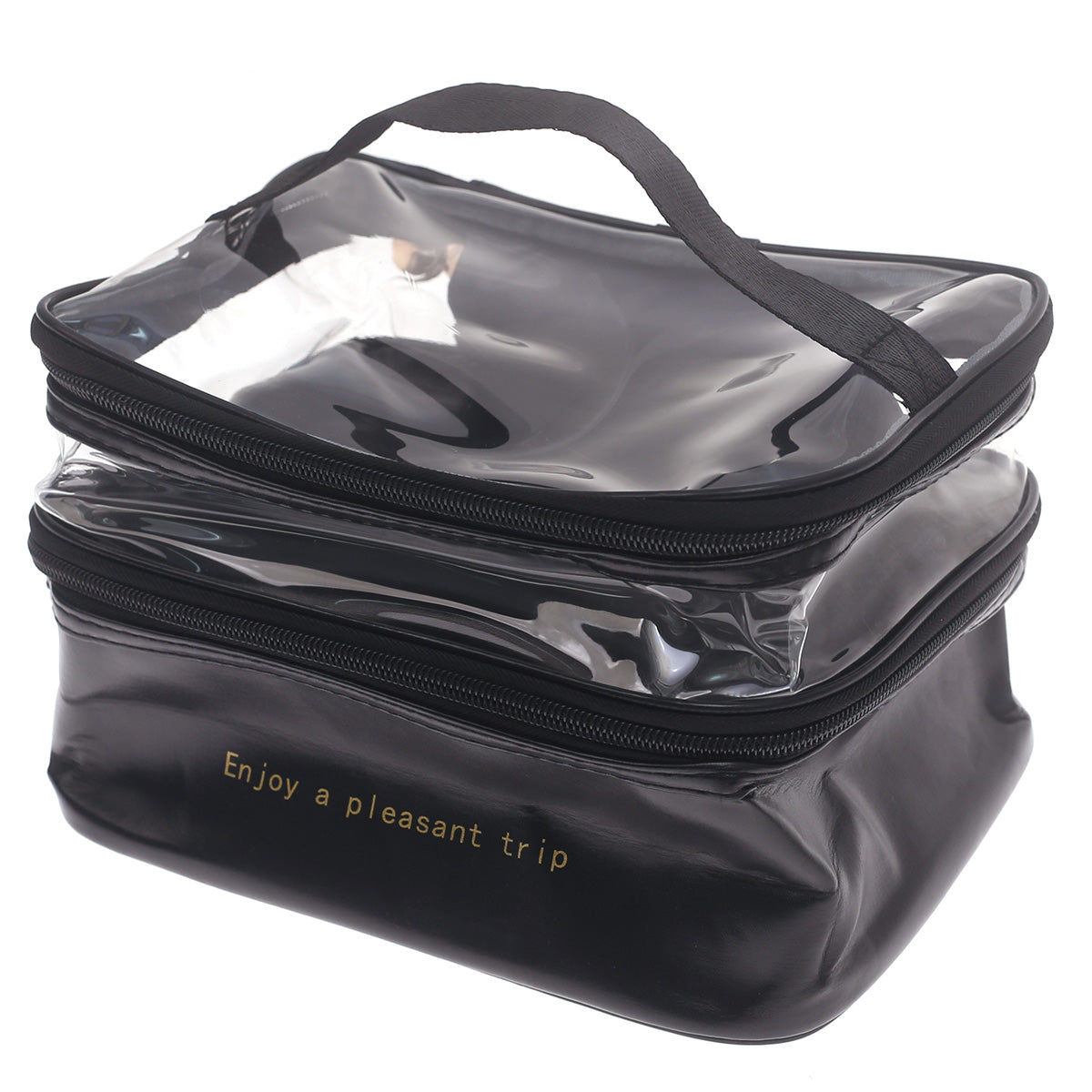 Transparent & PU Travel Cosmetic Pouch Ð Dual-Layer Makeup Organizer Bag