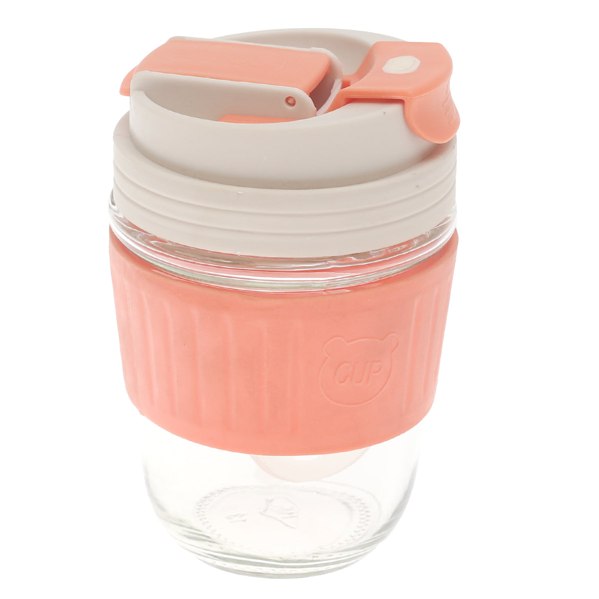 Silicone Grip Glass Cup Ð Leak-Proof Lid with Straw