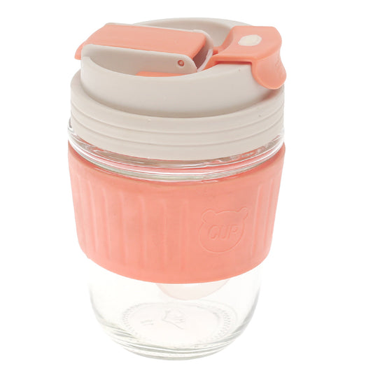 Silicone Grip Glass Cup Ð Leak-Proof Lid with Straw