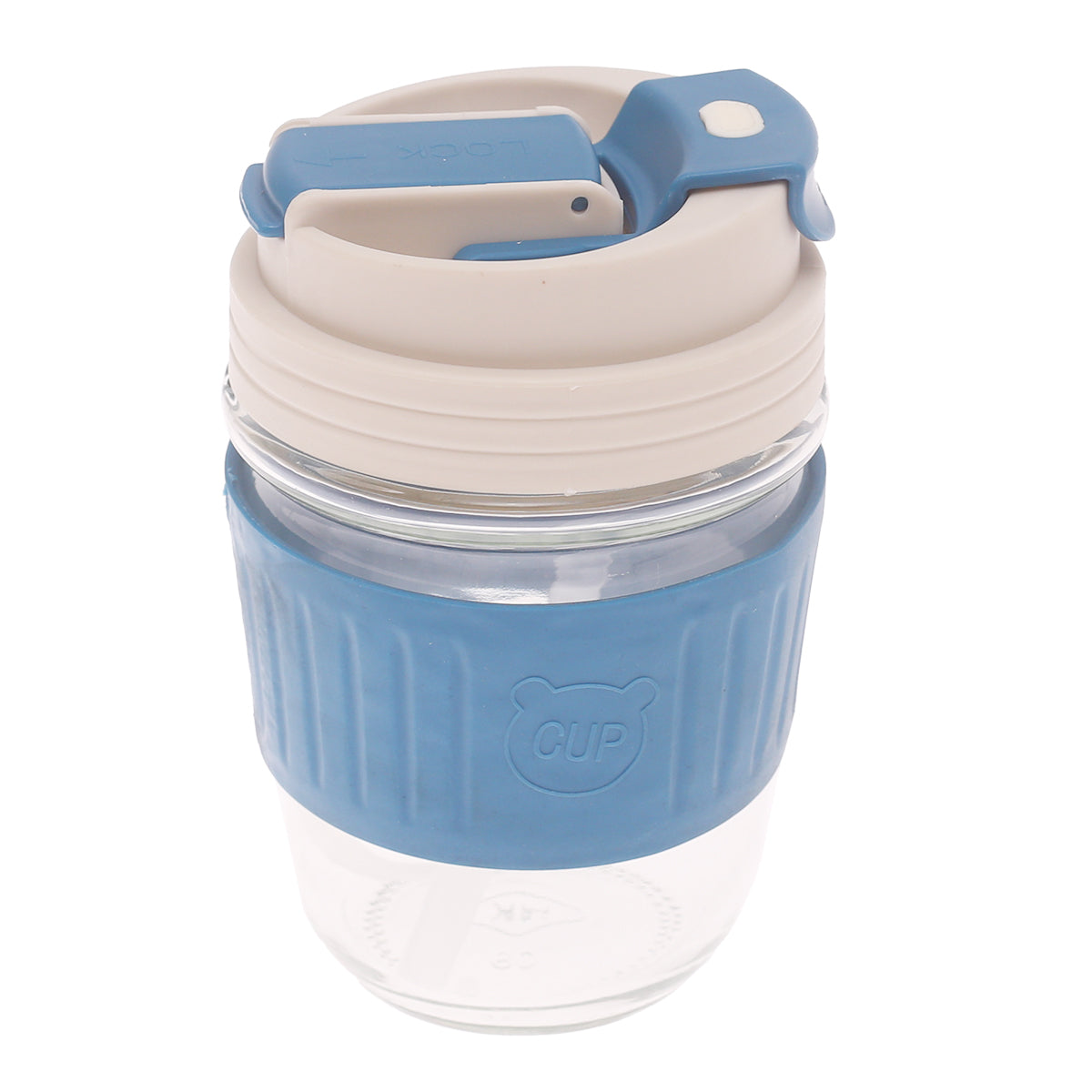 Silicone Grip Glass Cup Ð Leak-Proof Lid with Straw