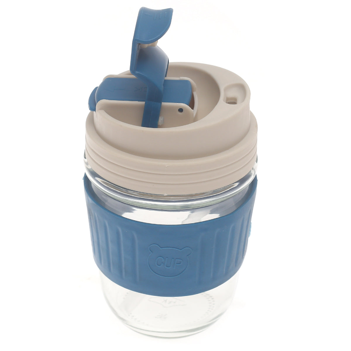 Silicone Grip Glass Cup Ð Leak-Proof Lid with Straw