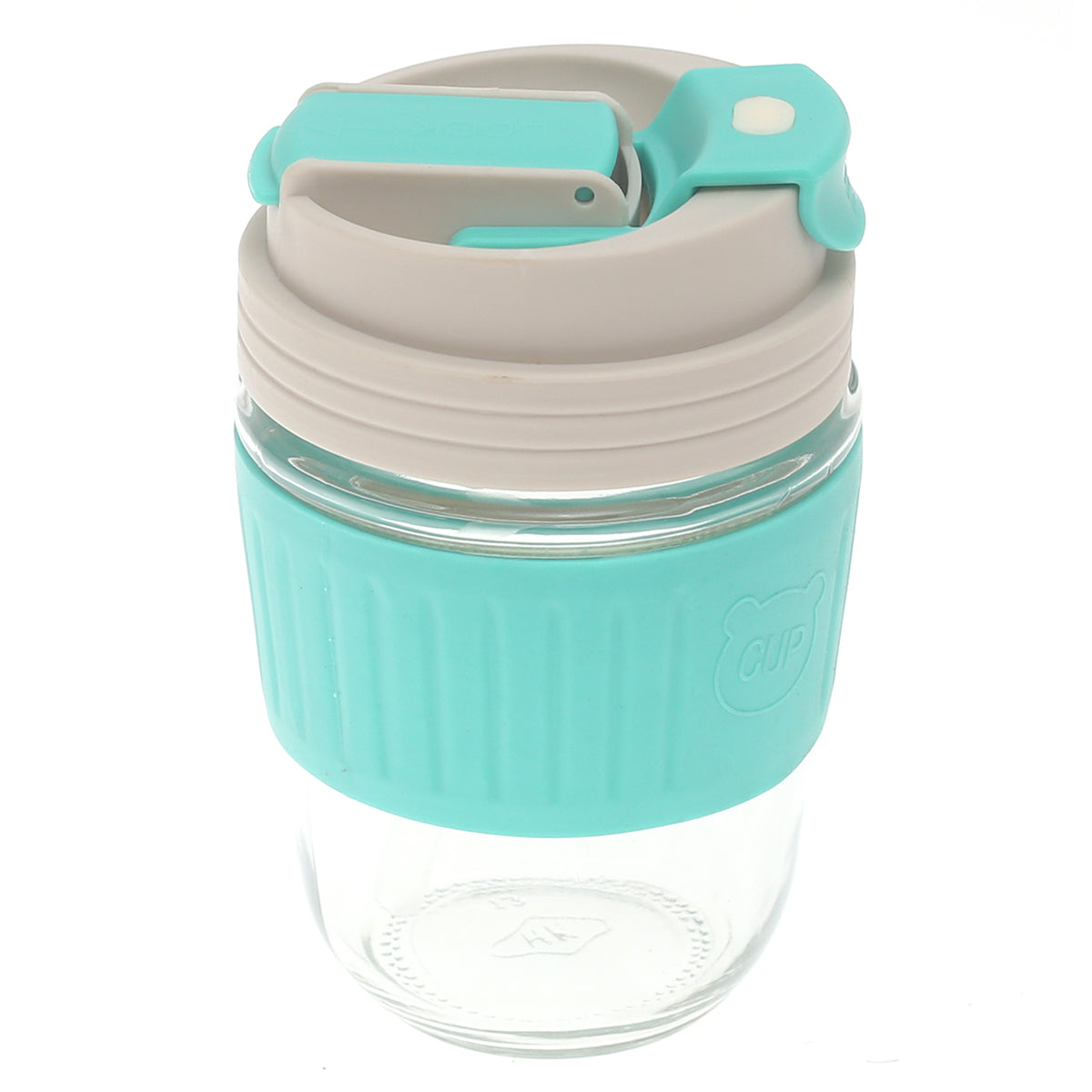 Silicone Grip Glass Cup Ð Leak-Proof Lid with Straw