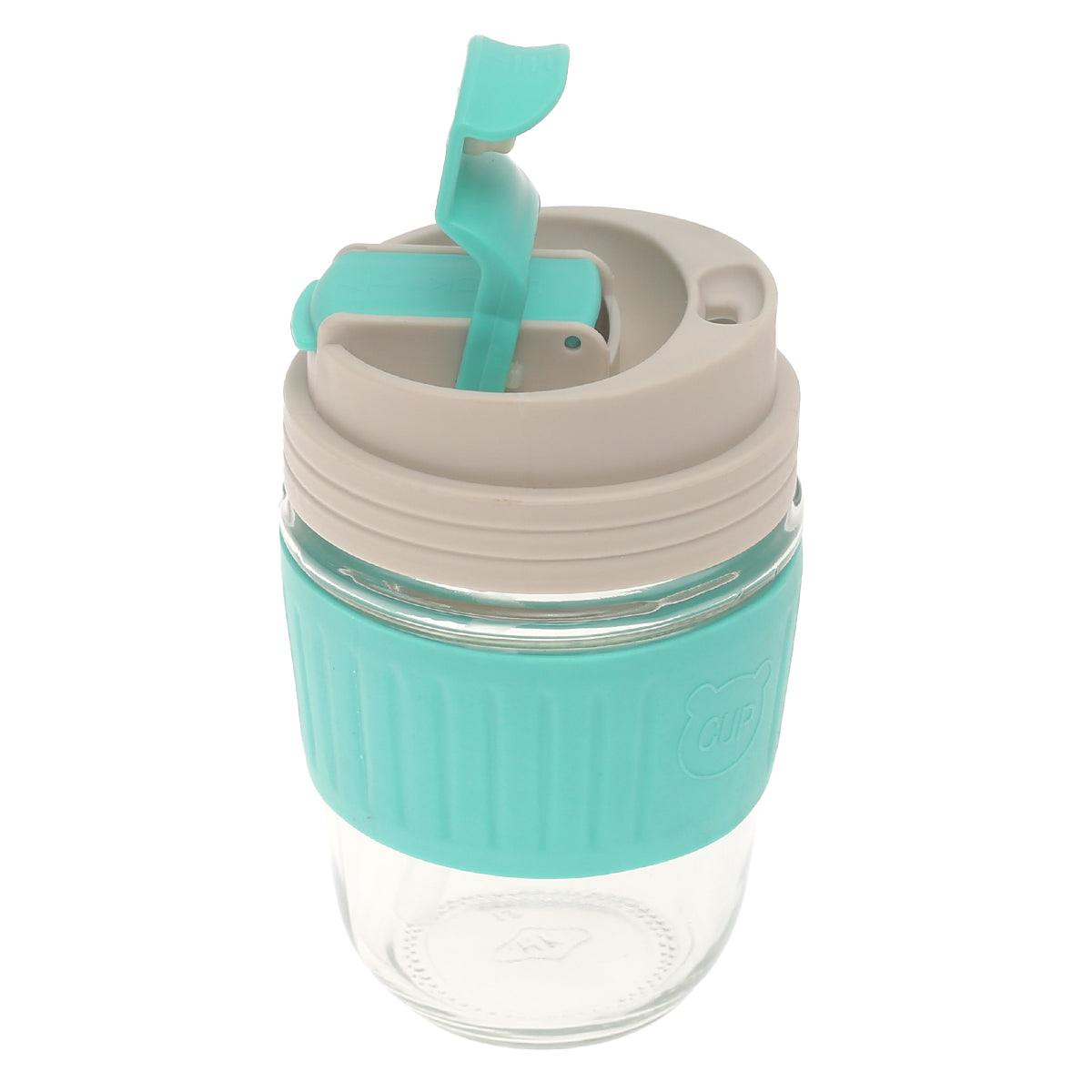 Silicone Grip Glass Cup Ð Leak-Proof Lid with Straw