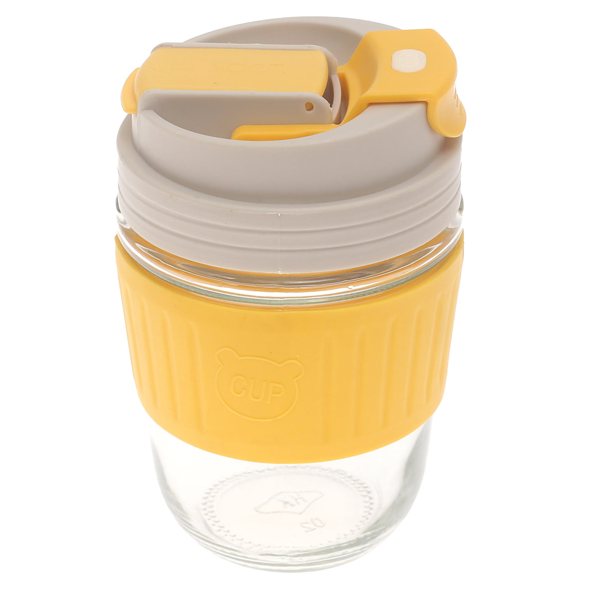 Silicone Grip Glass Cup Ð Leak-Proof Lid with Straw