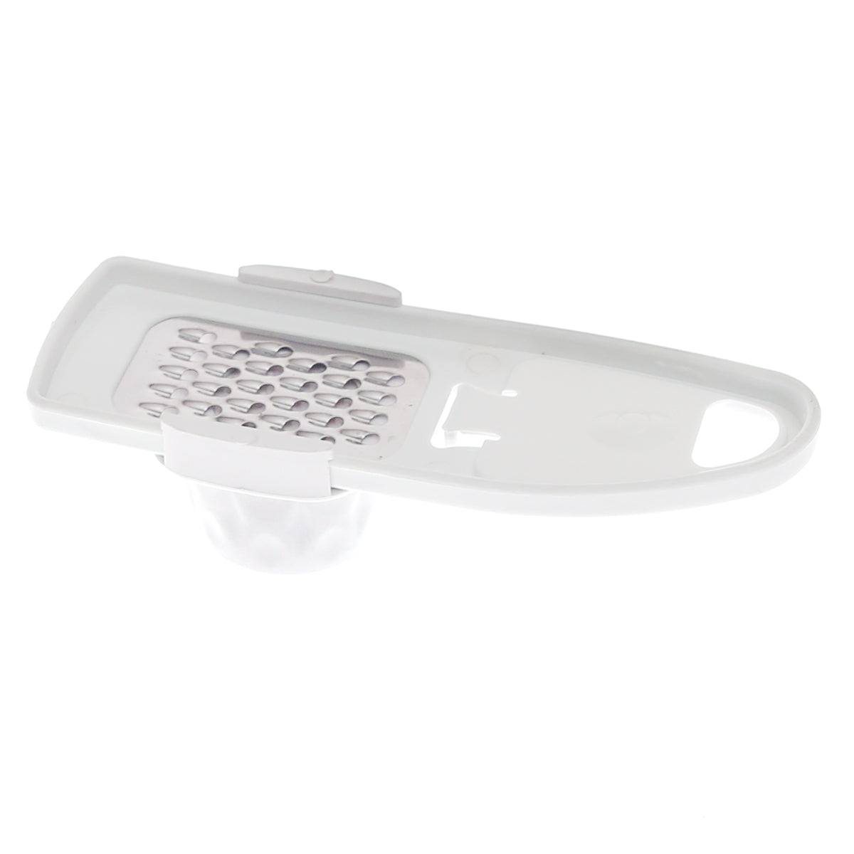 Garlic Grater with Container Ð Handheld Kitchen Tool (White)