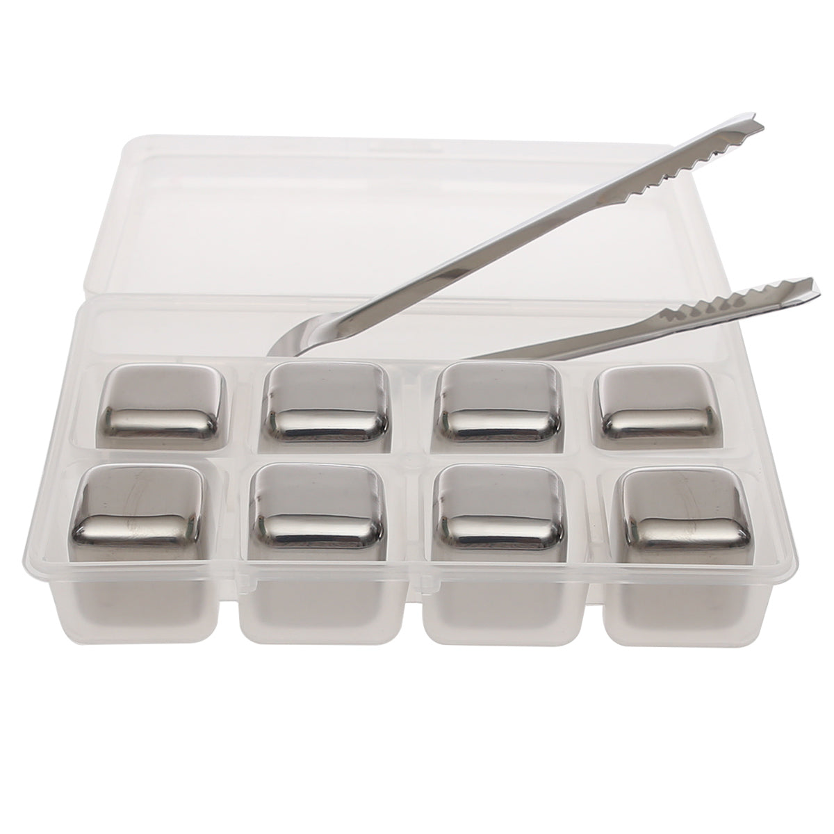 Reusable Stainless Steel Ice Cubes Ð 8?Piece Set with Tongs & Storage Tray