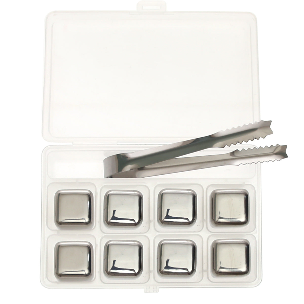 Reusable Stainless Steel Ice Cubes Ð 8?Piece Set with Tongs & Storage Tray