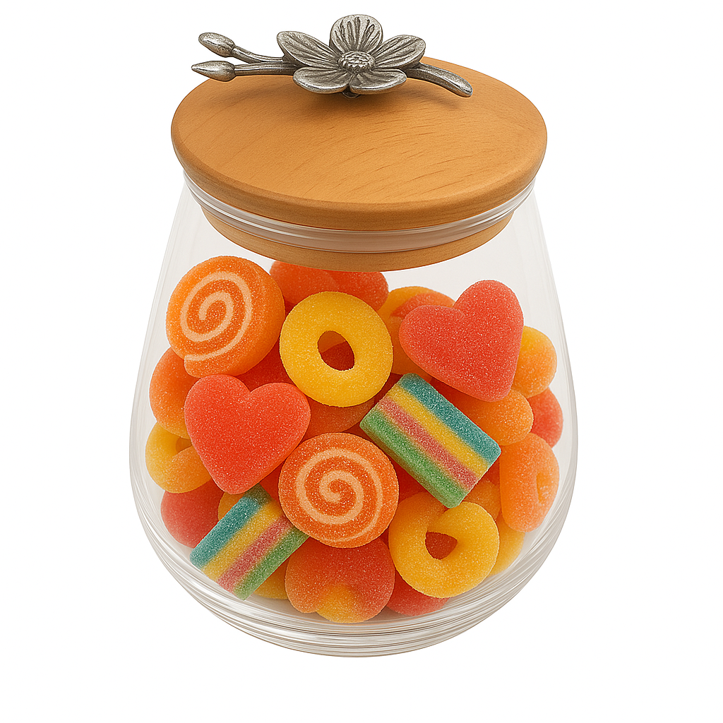 Decorative Glass Storage Jar with Wooden Lid Ð Small