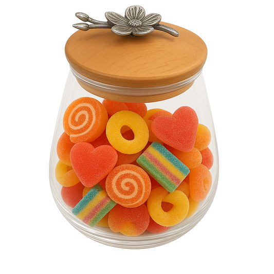 Decorative Glass Storage Jar with Wooden Lid Ð Small