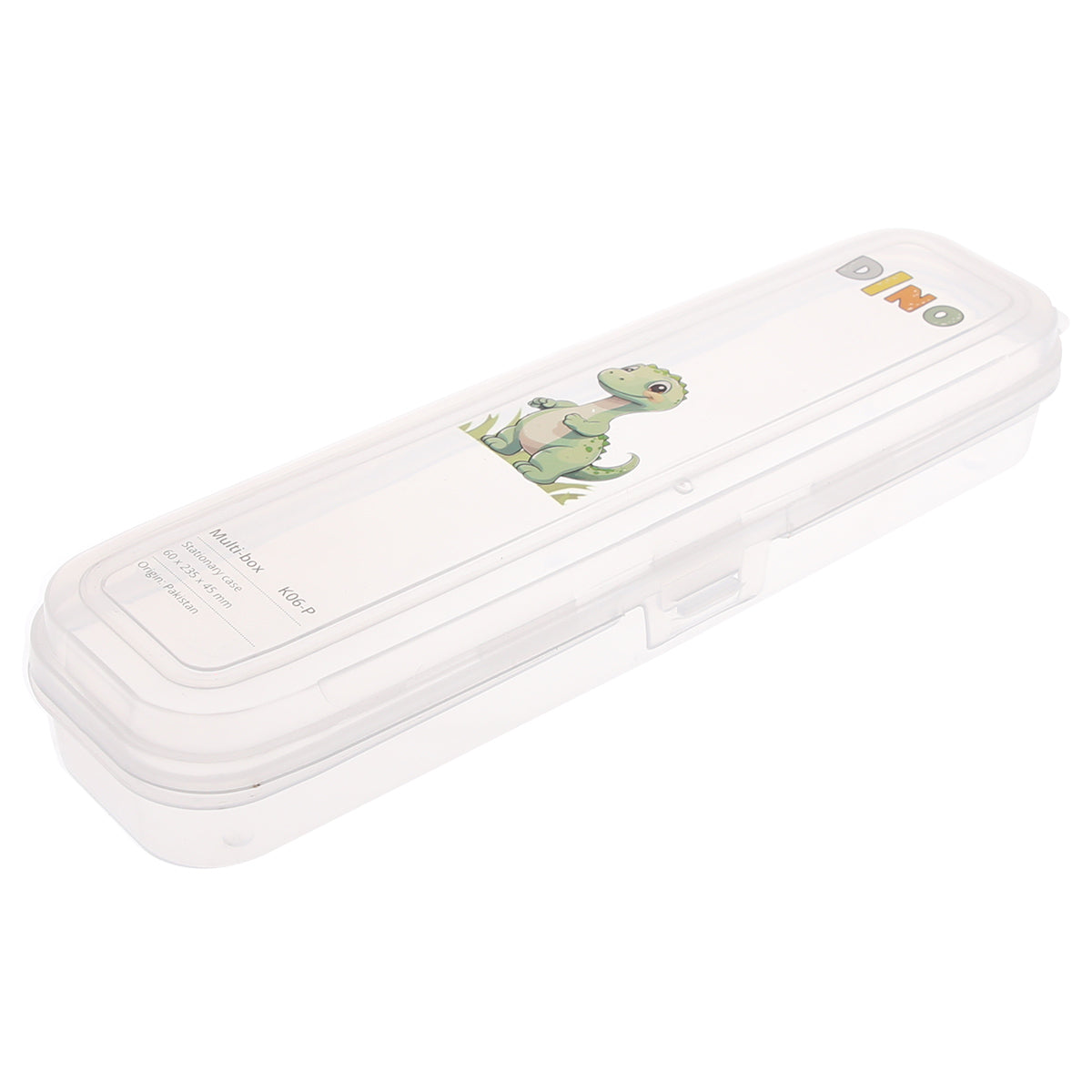 Dino Multi?Box Ð Transparent Stationery Storage Case for Kids & School Supplies