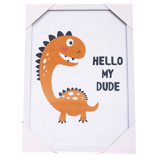 Hello my dude - Frame Wall Art White