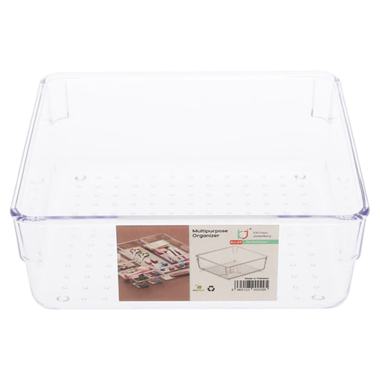 Square Multipurpose Organizer Box Ð Clear Plastic Storage for Home & Office
