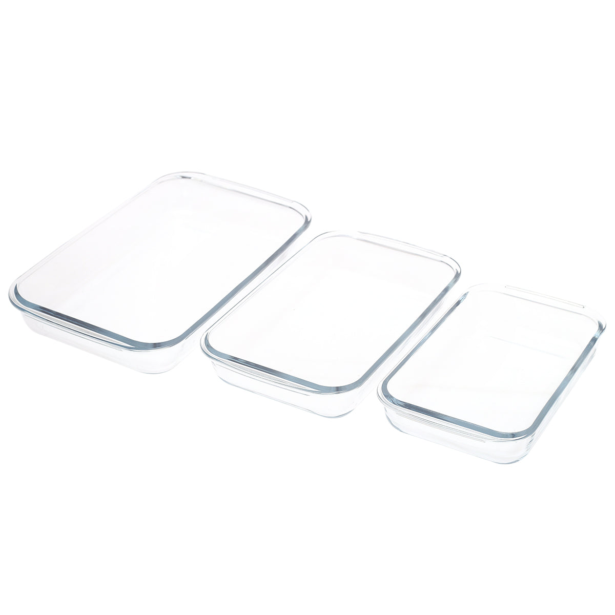 3-Piece Glass Baking Dish Set Ð 1L, 1.6L, 2.2L Rectangular Oven-Safe