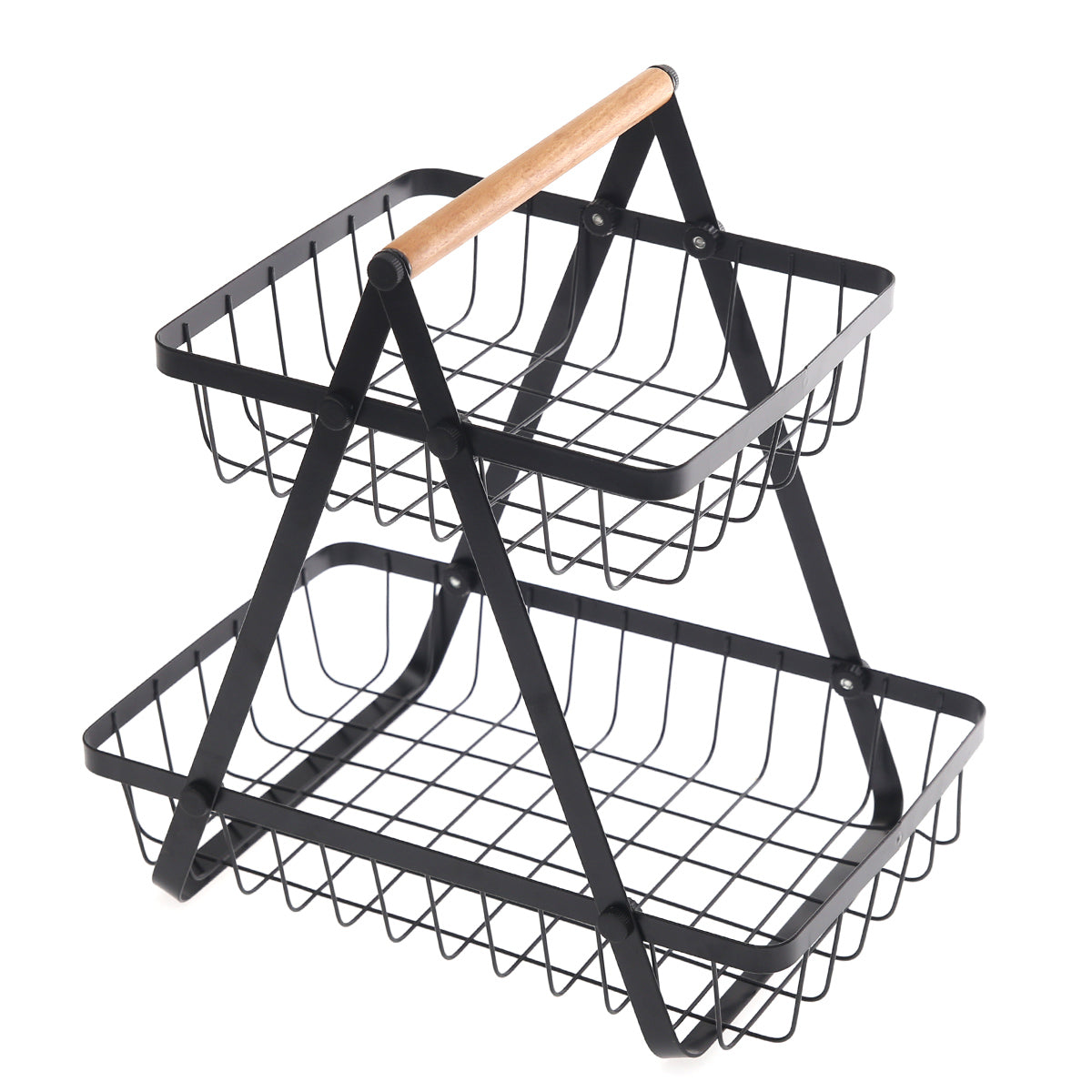 2?Tier Metal Storage Basket Ð Black Countertop Organizer for Kitchen & Home
