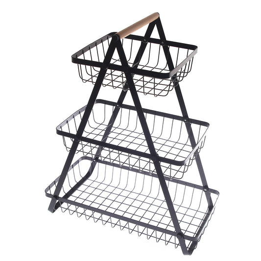 3?Tier Metal Storage Basket Ð Black Countertop Organizer for Kitchen & Home