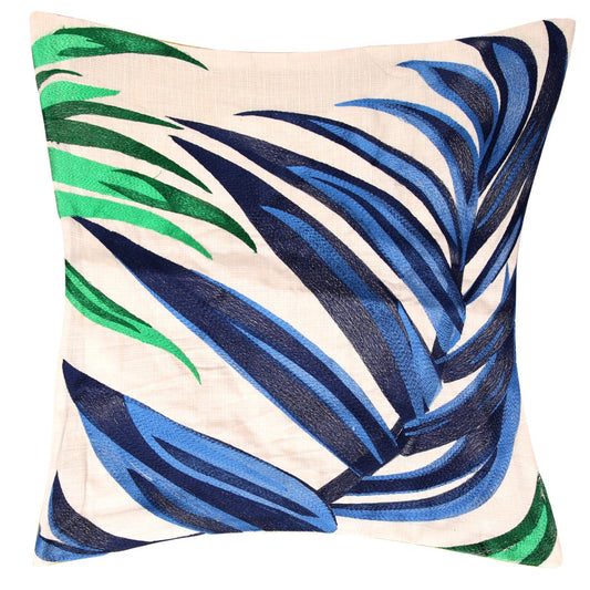 TESTURED LEAFS CUSHION COVER 18X18
