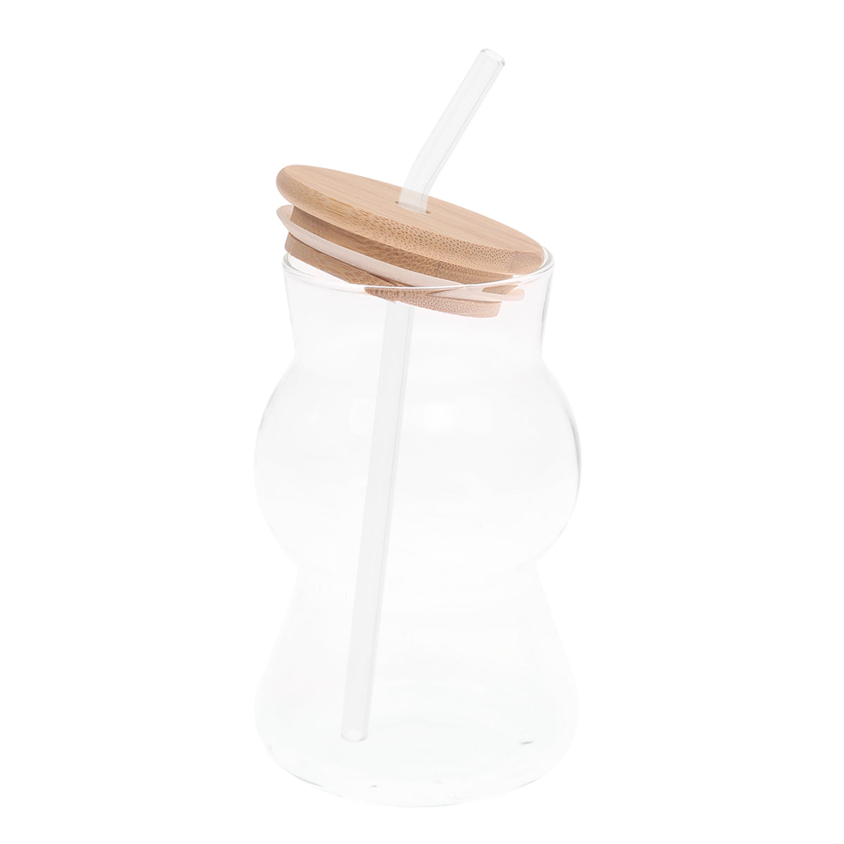 Glass Tumbler with Bamboo Lid & Straw Ð 450ml