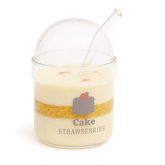 Soda Glass Ð Transparent with Dome Lid & Straw