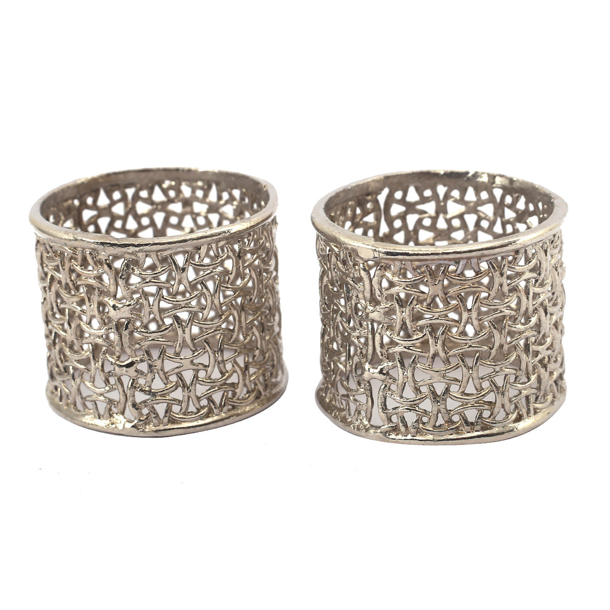 2Pcs Herbs Silver Napkin Rings Set
