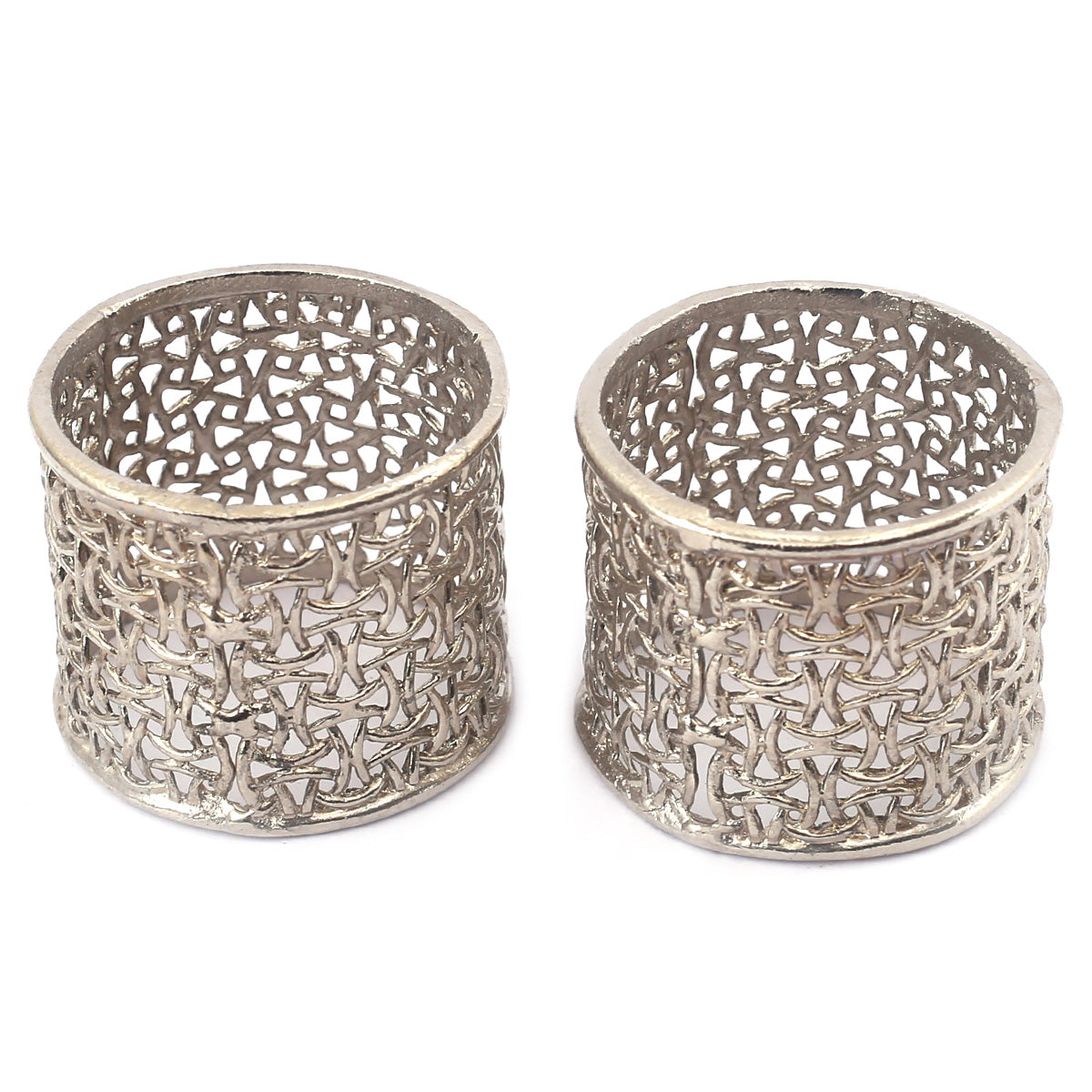 2Pcs Herbs Silver Napkin Rings Set