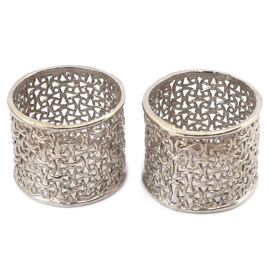 2Pcs Herbs Silver Napkin Rings Set