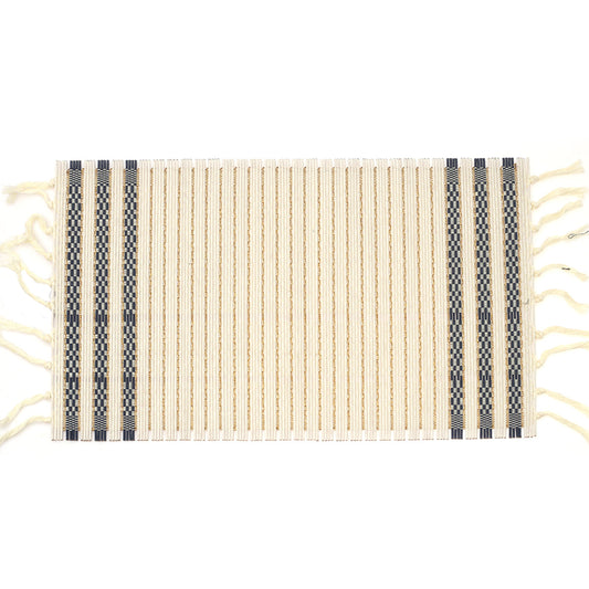 White & Blue Single Bamboo Placemat 13x19