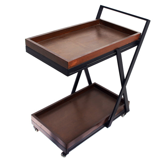 2 Step Wooden Tea Trolley X Design