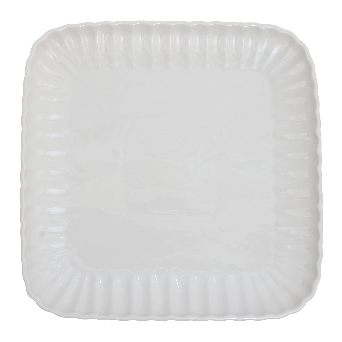 30cm Groove Square Serving Plate Ð Symphony White Ceramic Platter