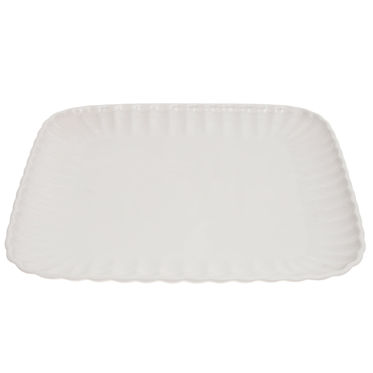 30cm Groove Square Serving Plate Ð Symphony White Ceramic Platter