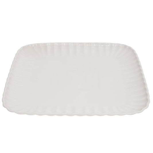 30cm Groove Square Serving Plate Ð Symphony White Ceramic Platter