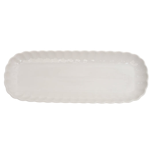 Groove Platter 32x12cm Ð Elegant White Ceramic Rectangular Serving Tray
