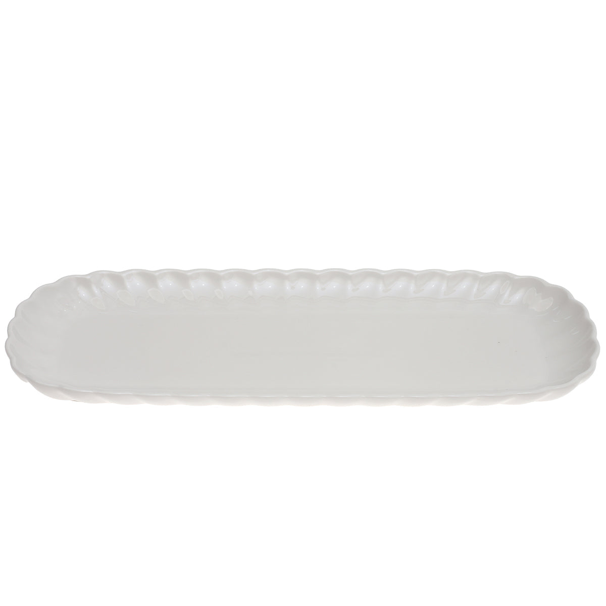 Groove Platter 32x12cm Ð Elegant White Ceramic Rectangular Serving Tray