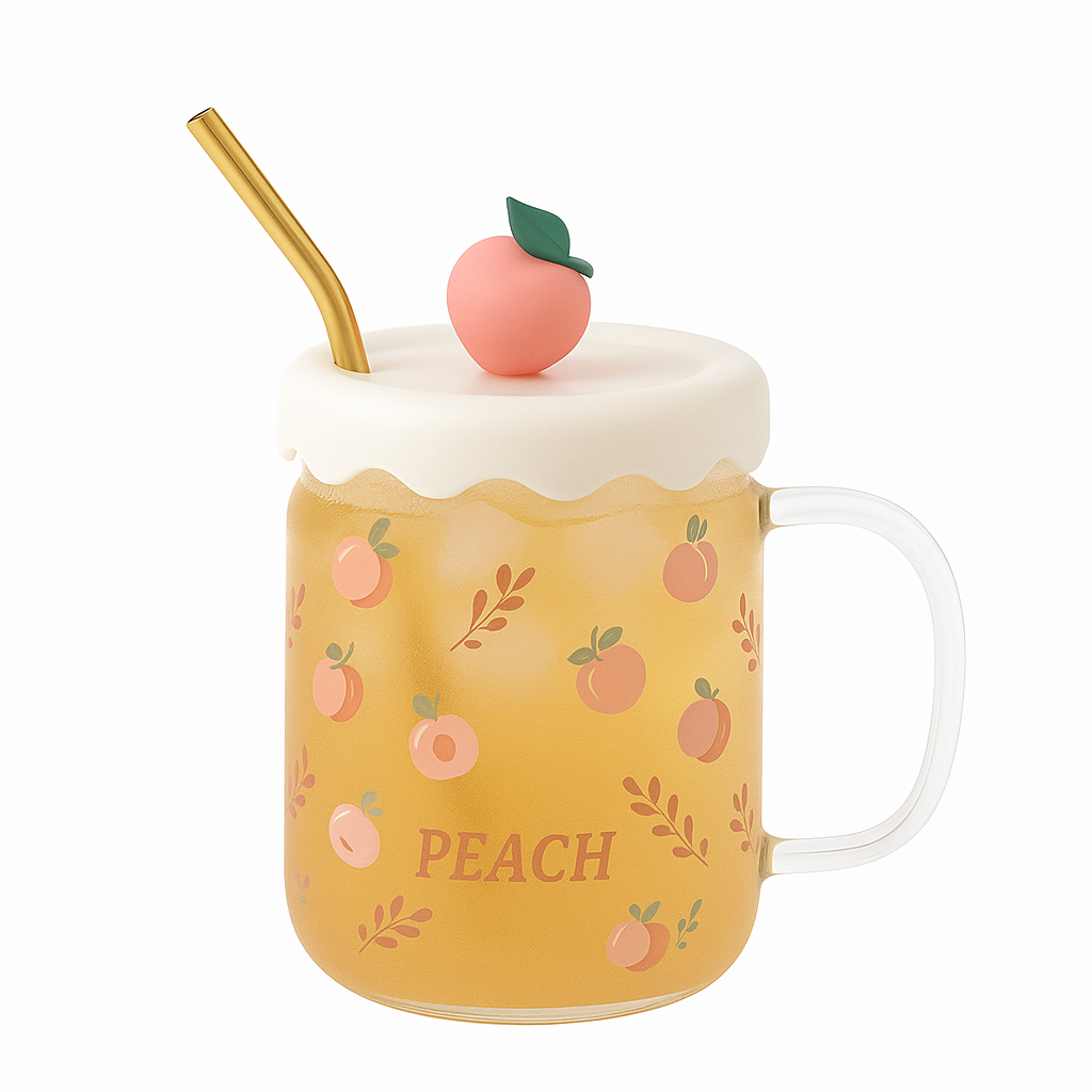 Fruit Mug Ð Transparent with Fun Fruit Design & Lid