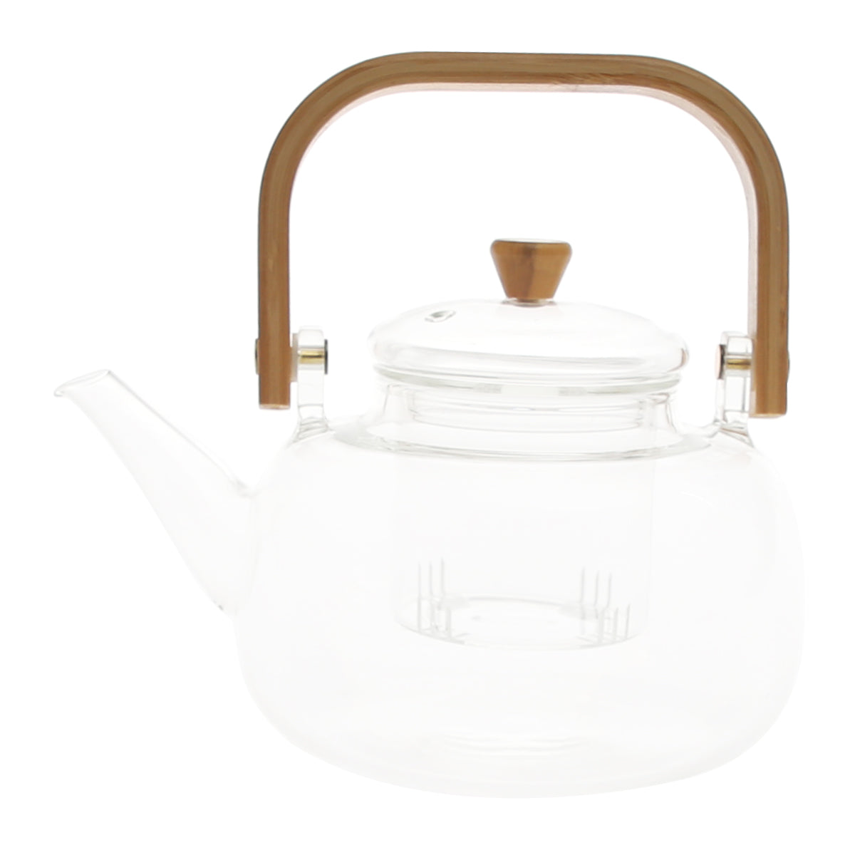 Glass Tea Kettle with Wooden Handle Ð Heat?Resistant Teapot with Infuser