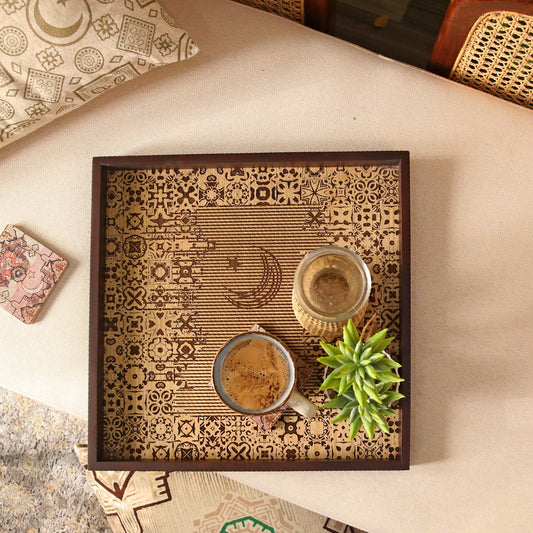 Monks Robe Wooden Serving Tray Ð 15x15 Inch Square Decorative Tray