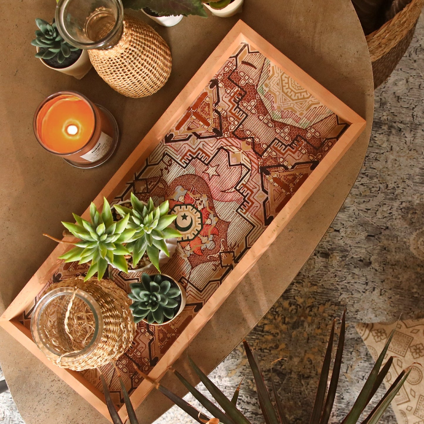 Rectangular Wood Thrush Tray Ð 8x19 Inch Decorative Wooden Serving Tray