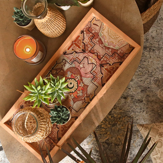 Rectangular Wood Thrush Tray Ð 8x19 Inch Decorative Wooden Serving Tray
