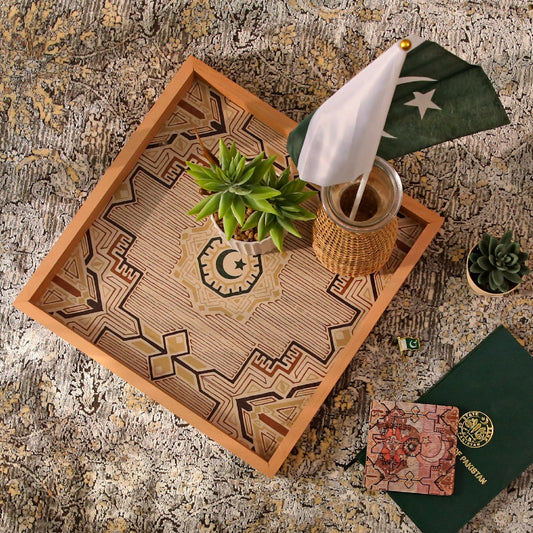 Marzipan Wooden Serving Tray Ð 13x13 Inch Decorative Square Tray