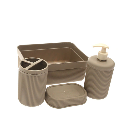 Alesta 4?Piece Bath Set Ð Modern Bathroom Accessories in Brown, Grey & Pink