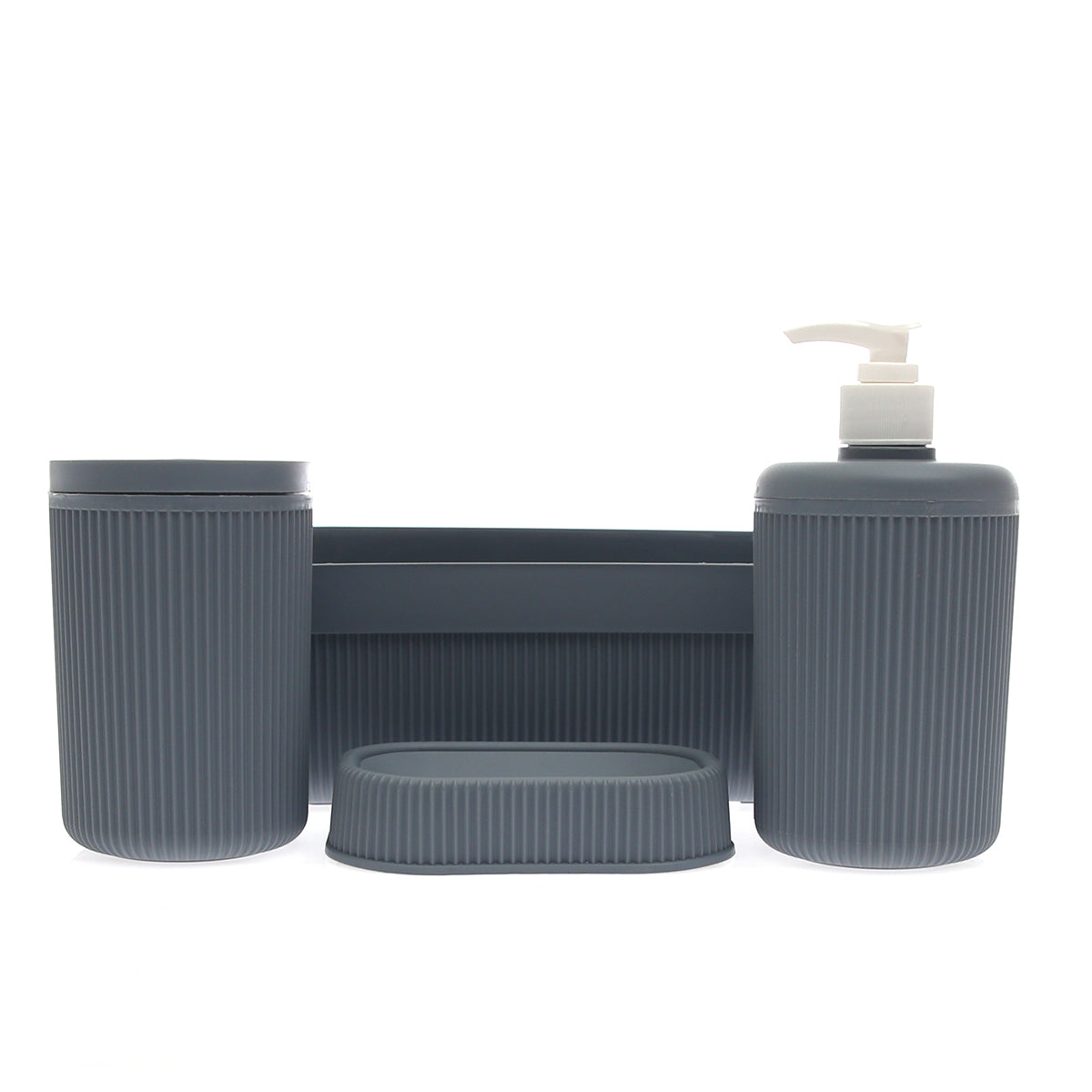 Alesta 4?Piece Bath Set Ð Modern Bathroom Accessories in Brown, Grey & Pink