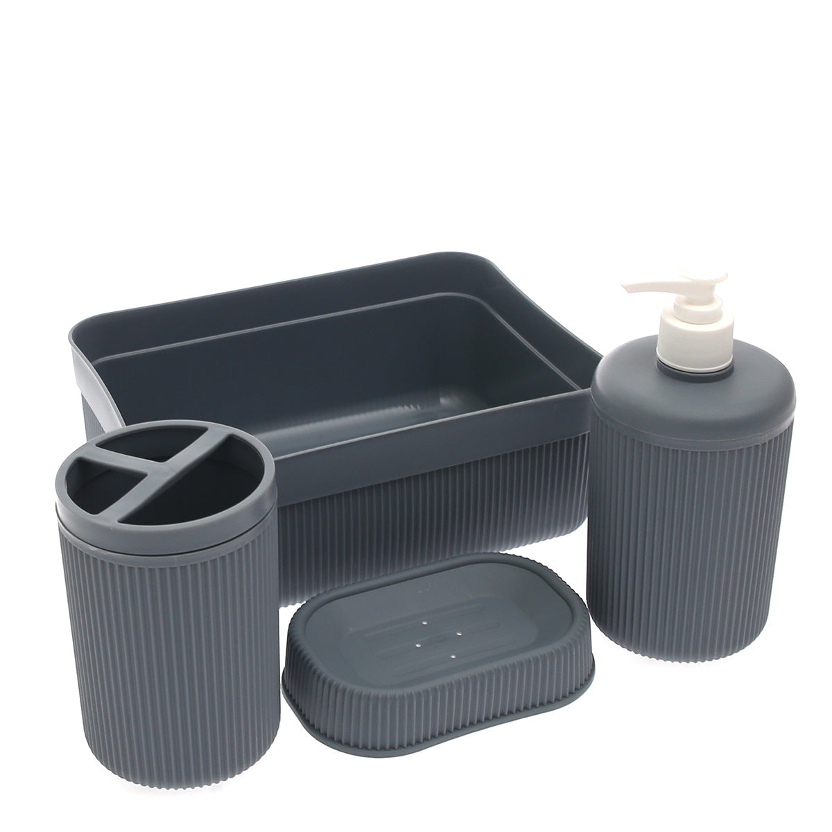 Alesta 4?Piece Bath Set Ð Modern Bathroom Accessories in Brown, Grey & Pink