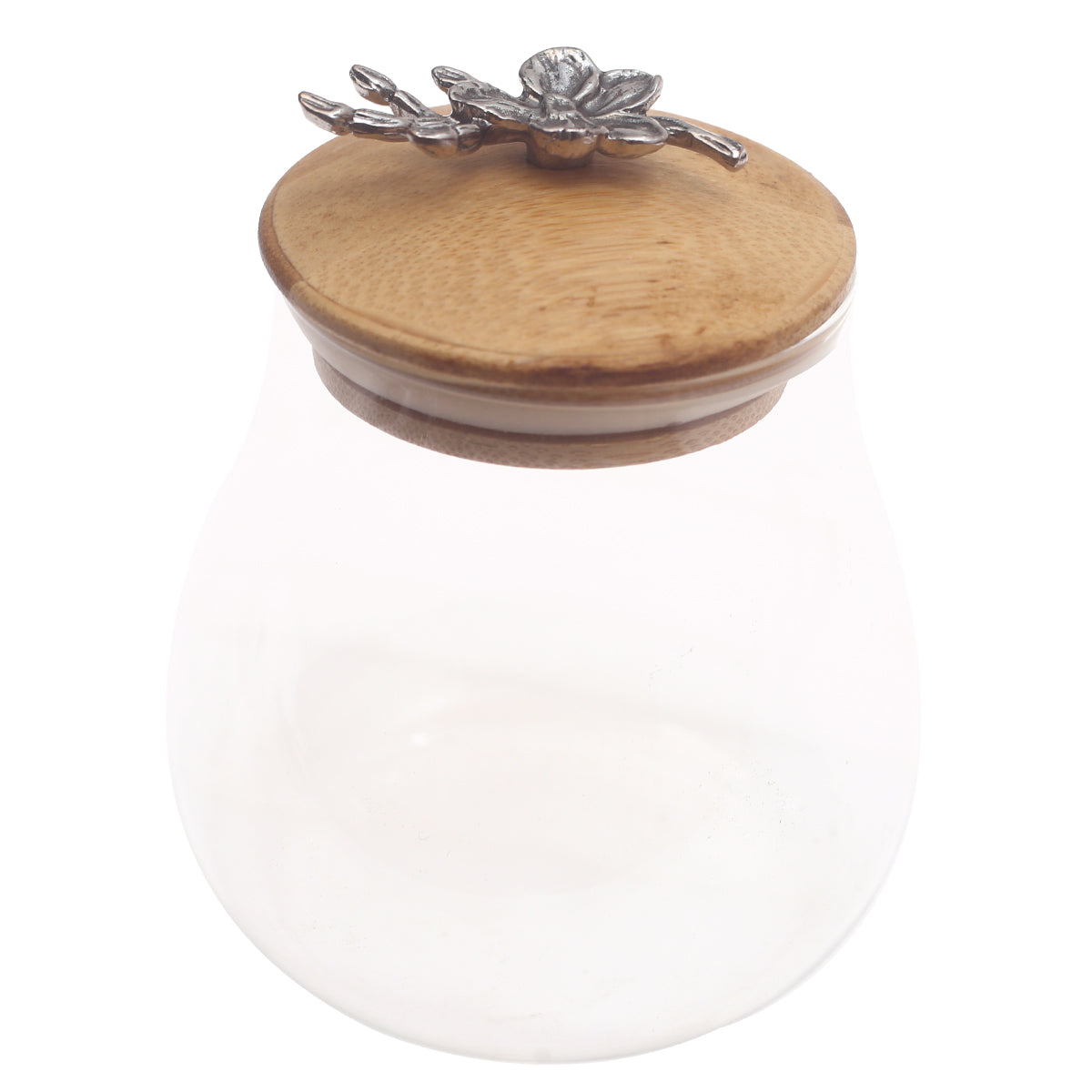 Decorative Glass Storage Jar with Wooden Lid Ð Small