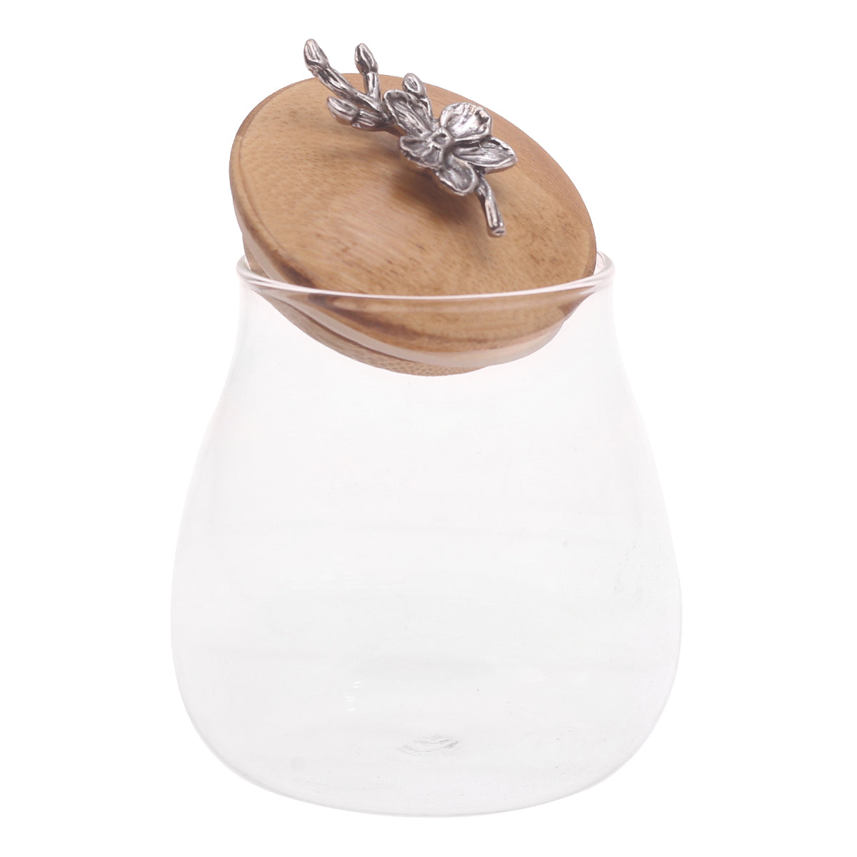 Decorative Glass Storage Jar with Wooden Lid Ð Small