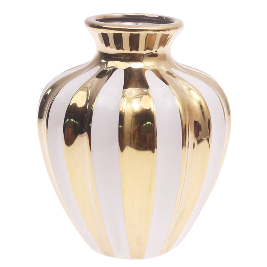 Gold & White Ceramic Vase Ð Decorative Candy Jar Style