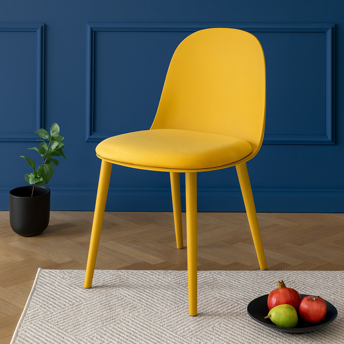 Sora Dining Chair Ð Modern Molded Seat with Cushion (Pink, Grey, White, Black, Yellow)